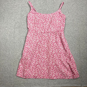 Old Navy Micro Floral Babydoll Dress Sz L Pink White Soft Girl Dainty Whimsical